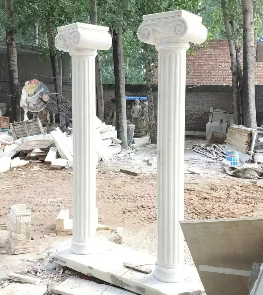 Outdoor white marble porch column structural marble columns white marble roman column