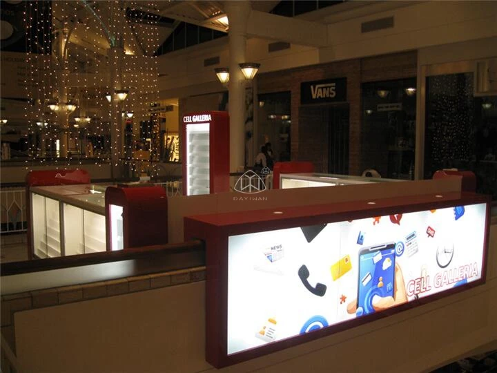 Trendy Full Vision Glass Showcase Mobile Phone kiosk Shopping Mall Kiosk Design