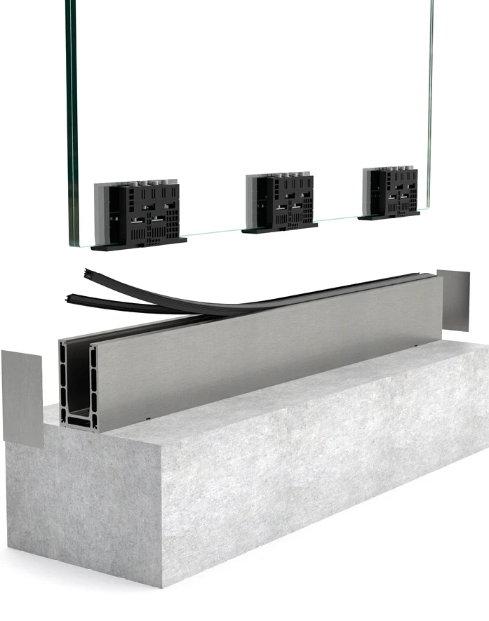 Aluminum U Base Glass Railing with Floor mount and Wall mount