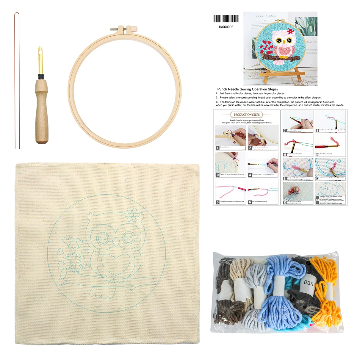 Wholesale Custom DIY Latch Hook Kits for Kids Beginner Crafts Knitting Cross Stitch Embroidery Kits Punch Needle Starter Kit