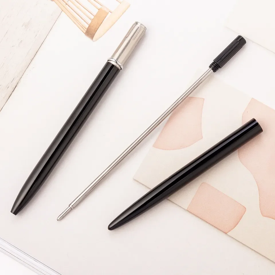 Hot selling Luxury promotion custom logo hotel table metal pen slim gift rose gold ball point pen with logo