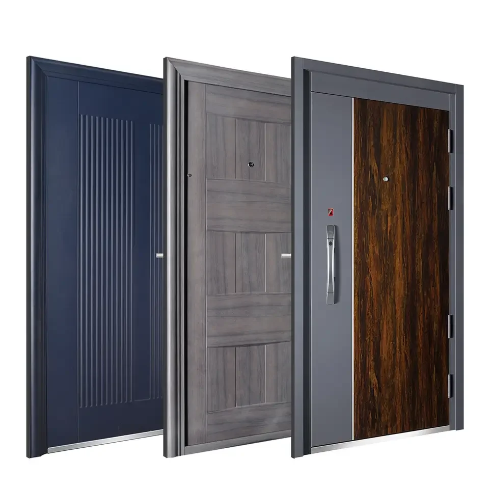 New Style Modern Puertas De Seguridad Exterior Double Metal Main Exterior Steel Front Entrance Security Door