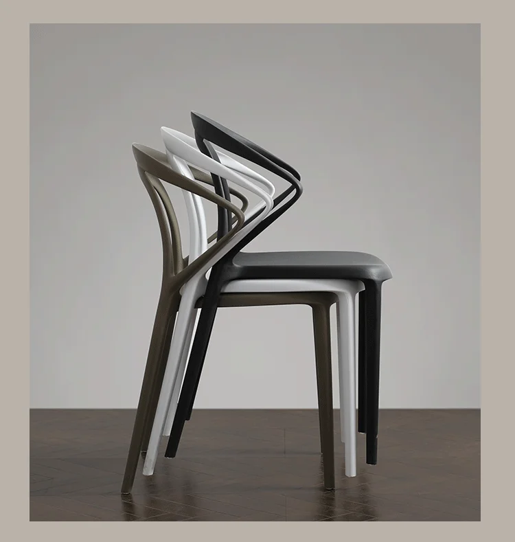 Patented factory modern stacking designer hole back black white pp stackable dining plastic chair for sale