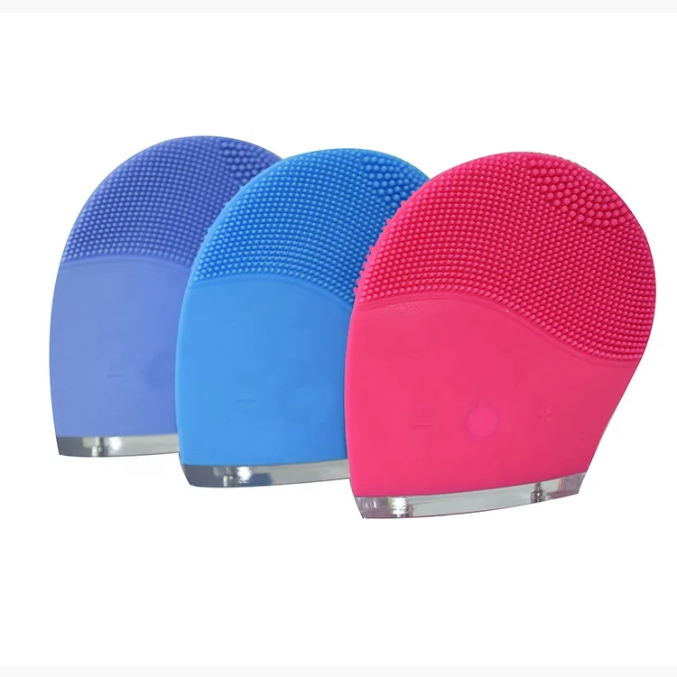 Portable Double-sided Brush Head Vibration Cleaning Silicone Sonic Facial Cleanser