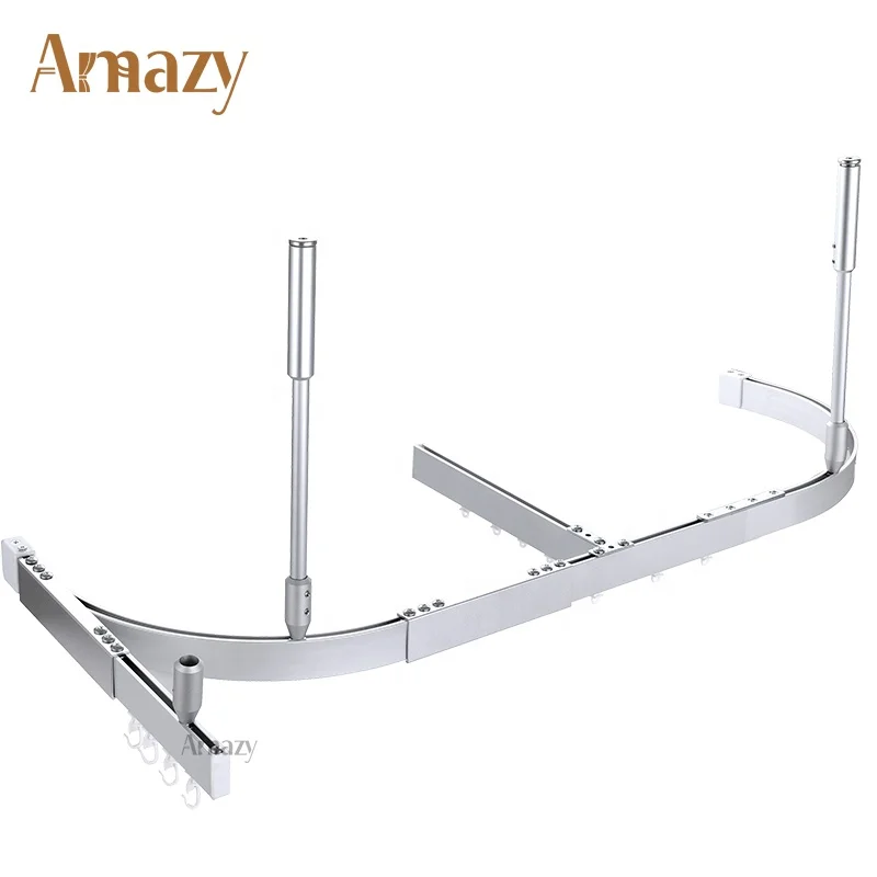 Best Selling Aluminum Smart Life Sliding Hospital Small L-Shape Flexible Curtain Rail Telescopic Hanger
