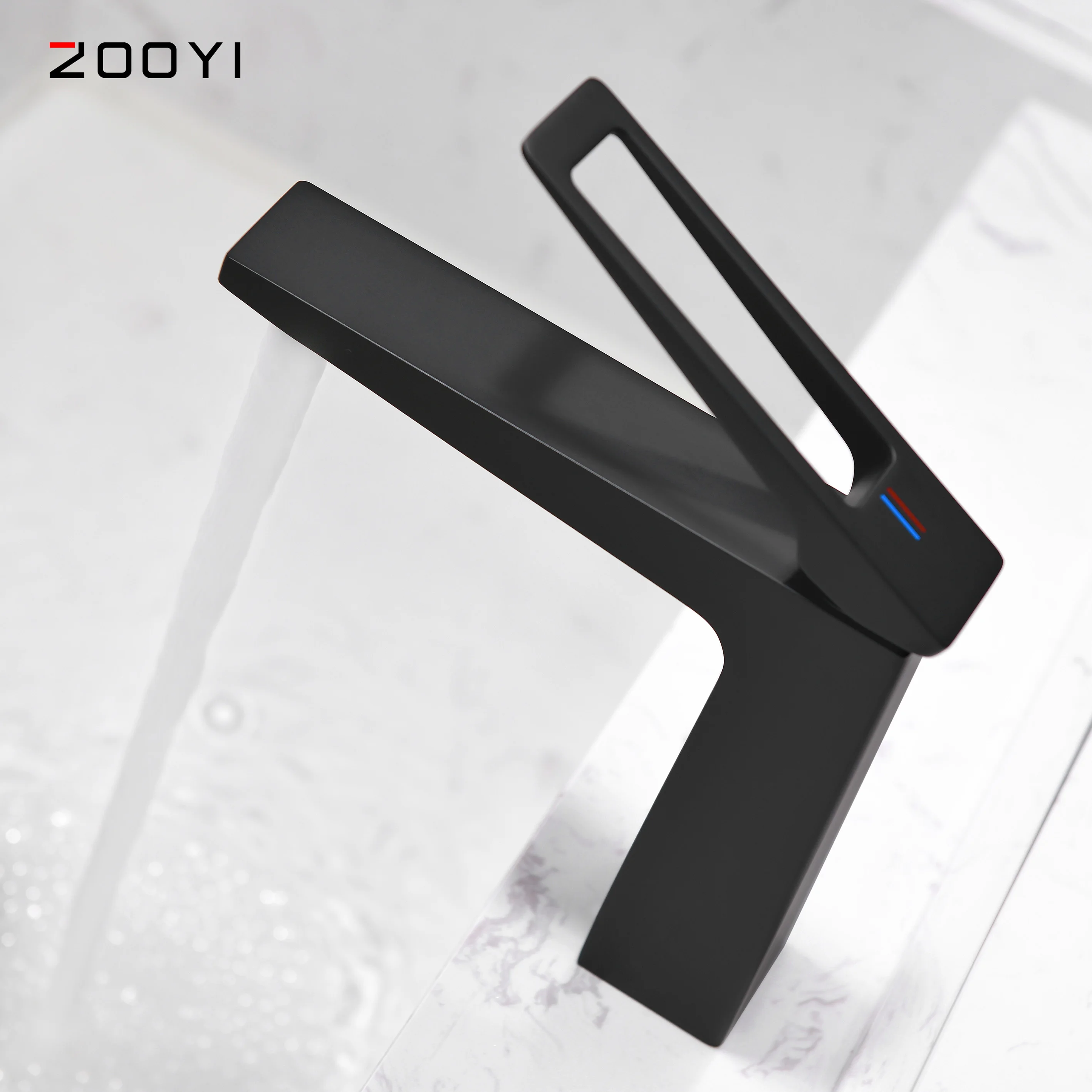 Black hot and cold water deck mounted bathroom basin mixer Kaiping sanitary ware manufacturer