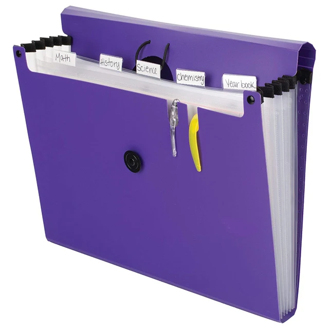 Office Supplier A4 Expanding Folder Hardcover PP Portfolio 6 Pockets Document File Folder