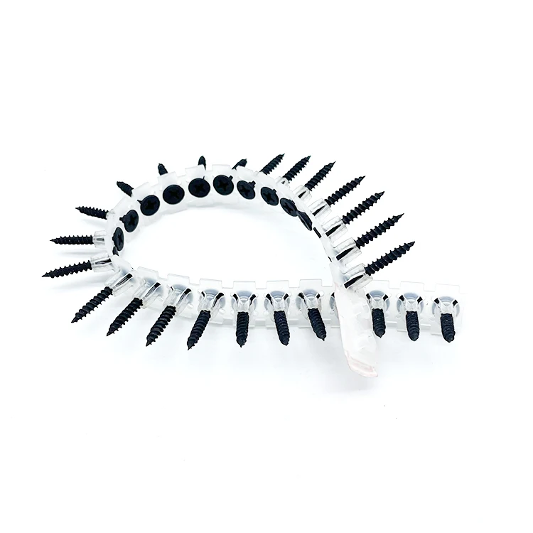 High Strength Plastic Strip Chain Collated Black Phosphate Drywall Screws Bugle Head Gypsum Screw