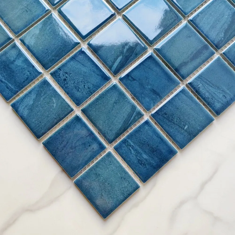 Hot Sale Blue color design glazed porcelain ceramic mosaic tile swimming pool