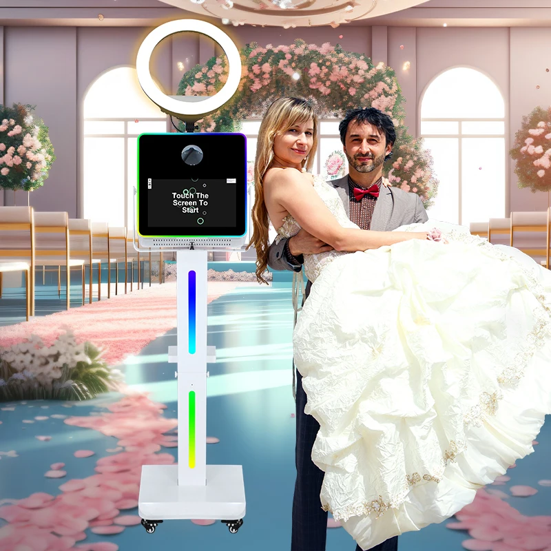Split Stand Dslr Touch Screen Interactive Wedding Photo Booth Selfie Kiosk Booth With Ring Light For Party Having Fun