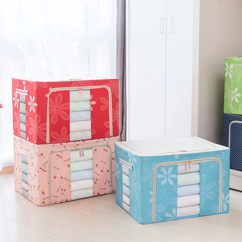 Multifunction Storage Bags Organizer Steel Frame Clothes Foldable Fabric Storage Boxes