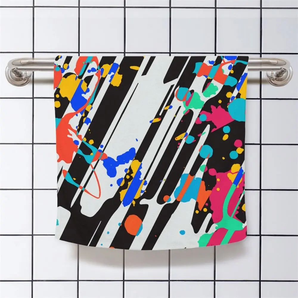 Чистые Полиэстеровые мягкие полотенца из микрофибры для спортзала с сублимационным логотипом на заказ белые художественные абстрактные граффити дизайнерские