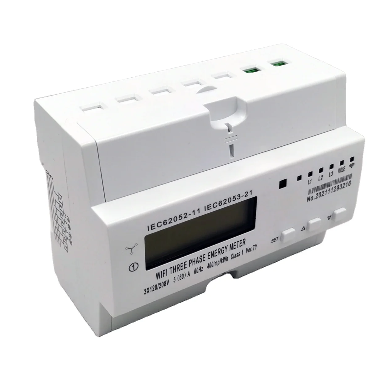 380V 5(60)A 3 phase 4 wires smart wifi energy meter for din rail mounting TUYA App