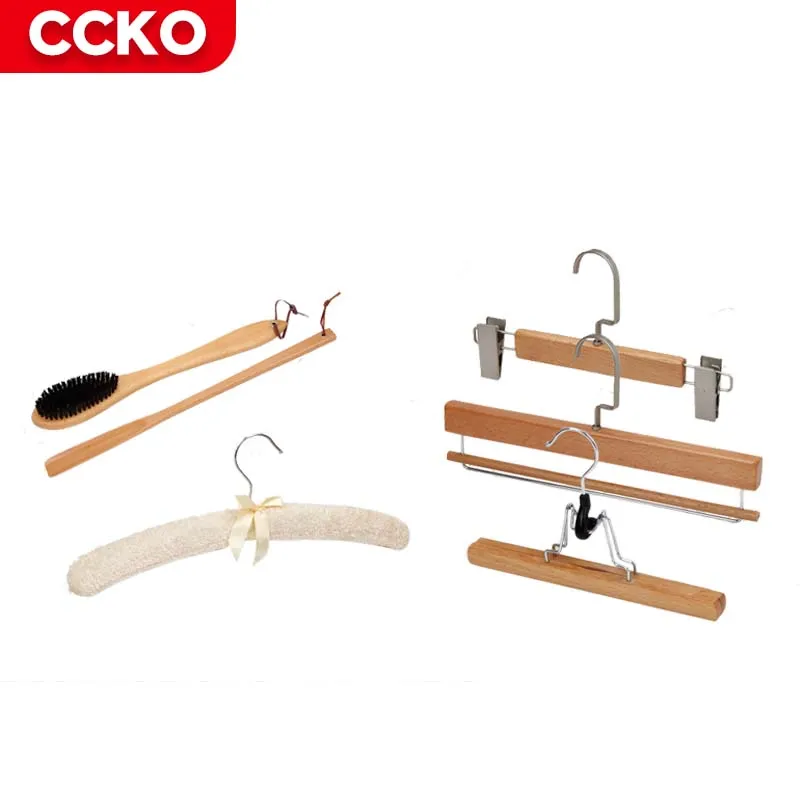 Custom Hotel Metal Hook Baby Adults Anti-Theft Wooden Hangers For Clothes Hangers For Clothing Store For Suit Skirts Pants Jean