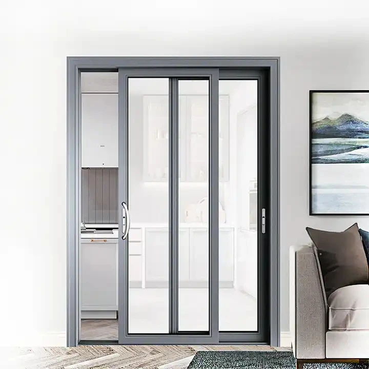 Frameless aluminum alloy indoor noiseless Sliding door Tempered glass sliding door for residential hotel conference room