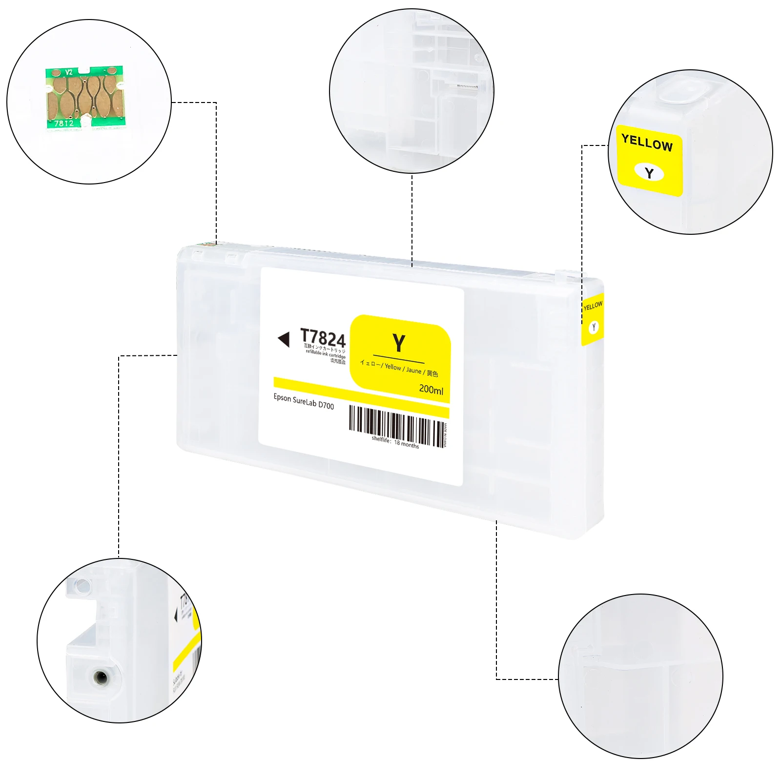200ML T7821-T7826 Compatible Ink Cartridge With Ink With Stable Chip For Epson Surelab D700 PRINTER
