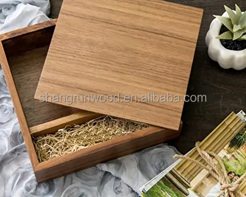 Wood Photo Keepsake Key Holder Box Key Cabinet Wooden Memory Box, Wooden Album Box With Sliding Top For Business Partners