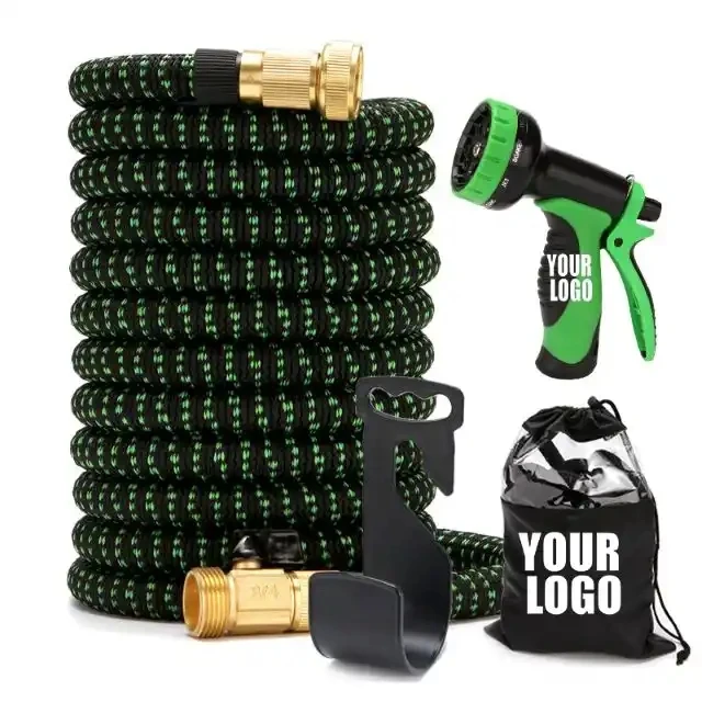custom logo print high pressure heavy duty long spray Nozzle 50ft 100ft Brass retractable garden hoses reel garden