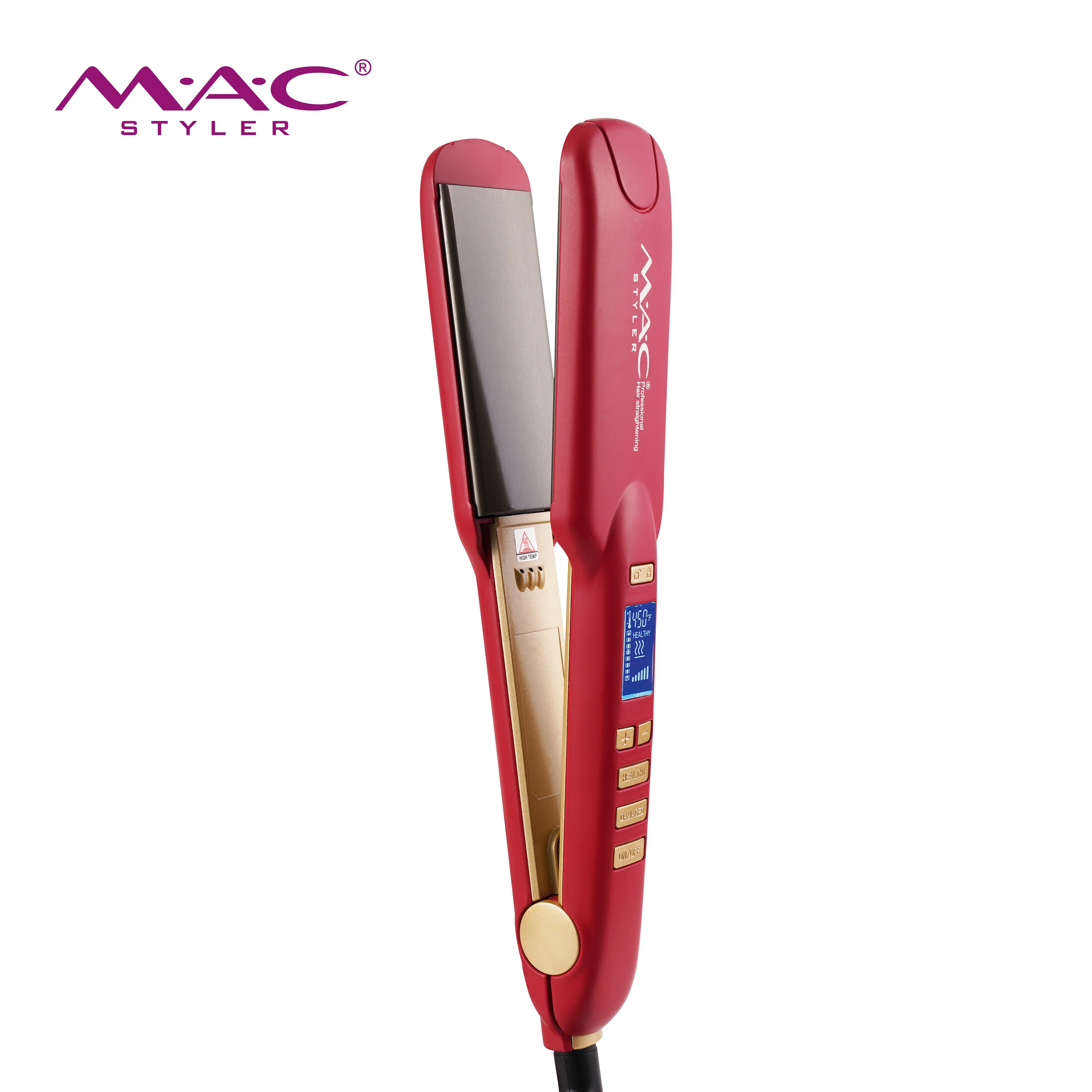 480F Planchas De Cabello Profesional  Titanium Mch Hair Irons  Lcd Wide Plate Hair Straightener Wholesale Flat Iron