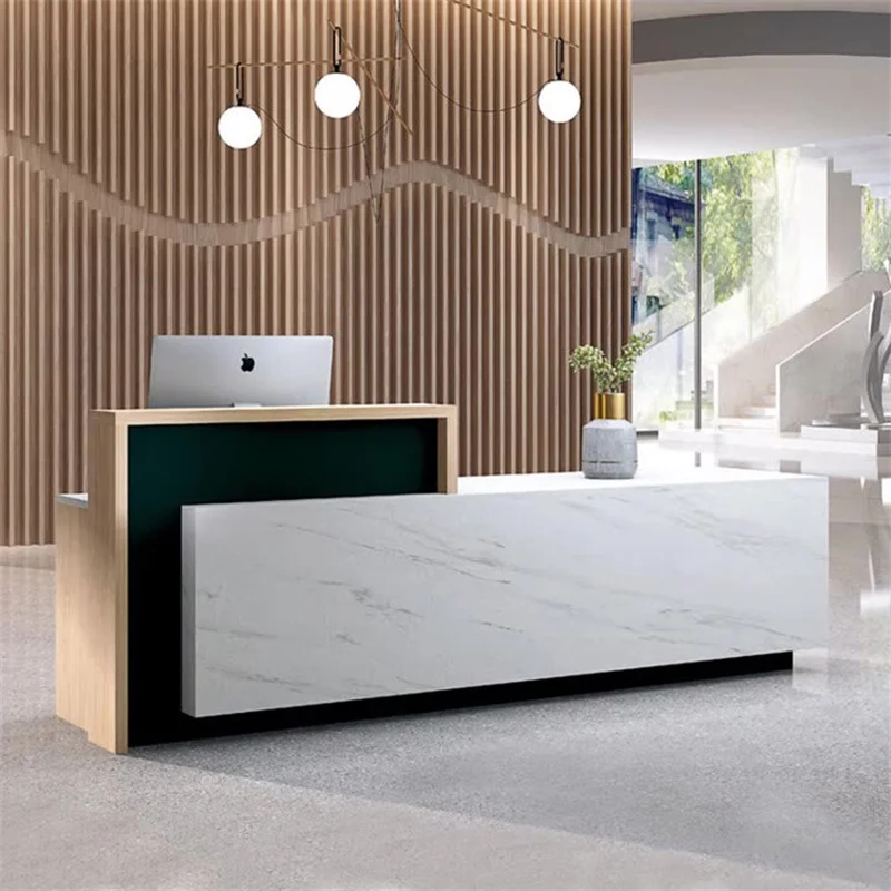 Modern Design Wood Panel Reception Desk Office Bar Beauty Salon Restaurant Front Desk-for Small Nail Salon Fronts Hospital