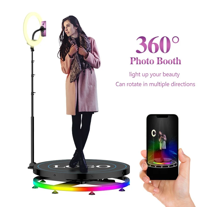 360 медленная вращающаяся машина, ручной 360 для вечеринки, селфи-киоск, фотобудка с регулируемым кольцевым светом