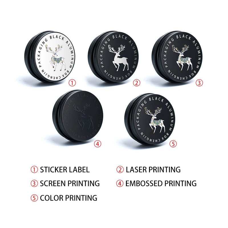 1oz 3oz Screw Top Aluminum Tin Jar Metal Storage Spices Candies Packaging Cosmetic Lip Balm Containers with Black Screw Lid