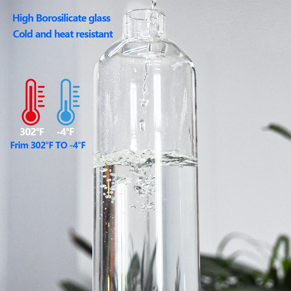 Wholesale high boron silicon water bottle 1000ml Custom Logo Clear Glass Water Bottle with Time Maker
