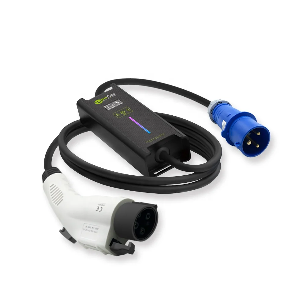 Стандартное зарядное устройство SAE J1772 для электромобиля 2 уровня с синими контактами CEE 3