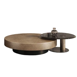 Italian Light Luxury Minimalist Modern Designer Small Household Round Stainless Steel Tea Table Glass coffee table