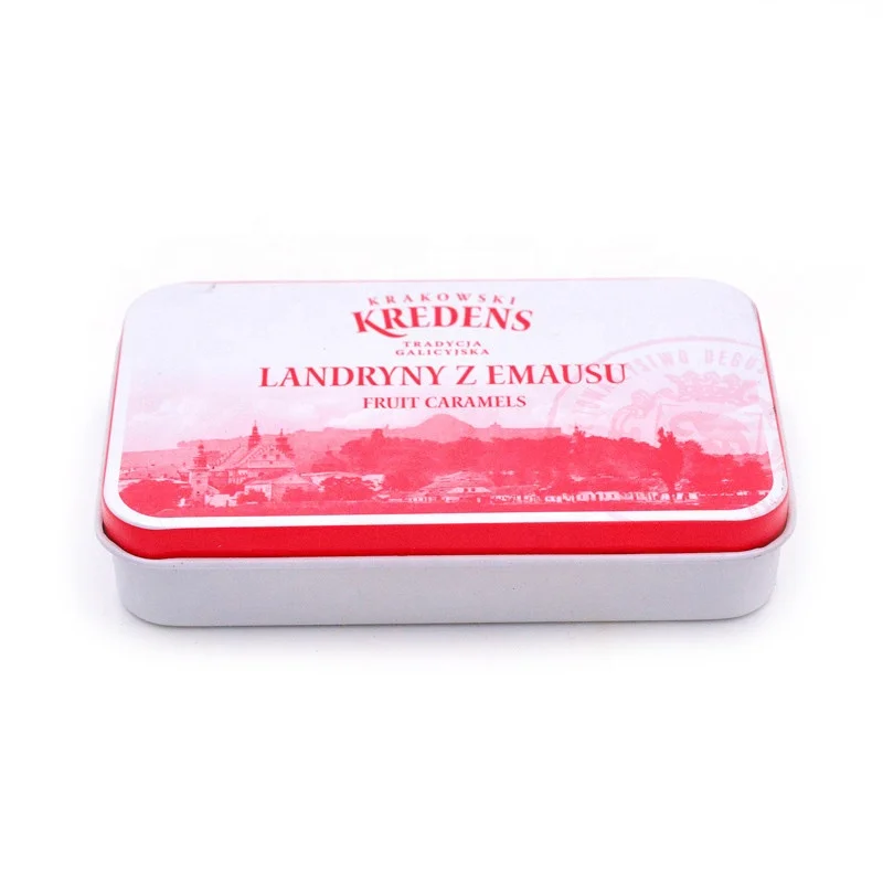  Маленькая прямоугольная металлическая упаковочная жестяная коробка конфетного цвета с