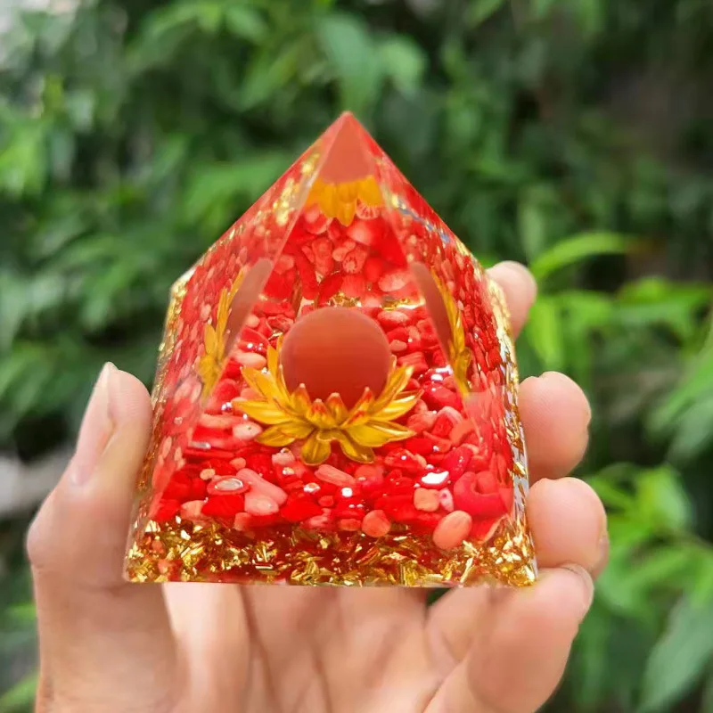 Камень-Чипстон чакра 6 см кристалл Nubian Orgonite пирамида для украшения дома