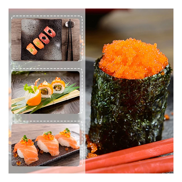 OEM Japanese style sushi food quick-delivery orange green black yellow red Frozen Masago for sushi restaurant