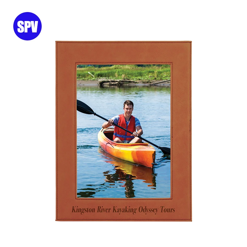 Personalized Wedding Gift Custom Blank Laserable Faux Leather Tabletop Picture Frames Wholesale Engraved Leatherette Photo Frame