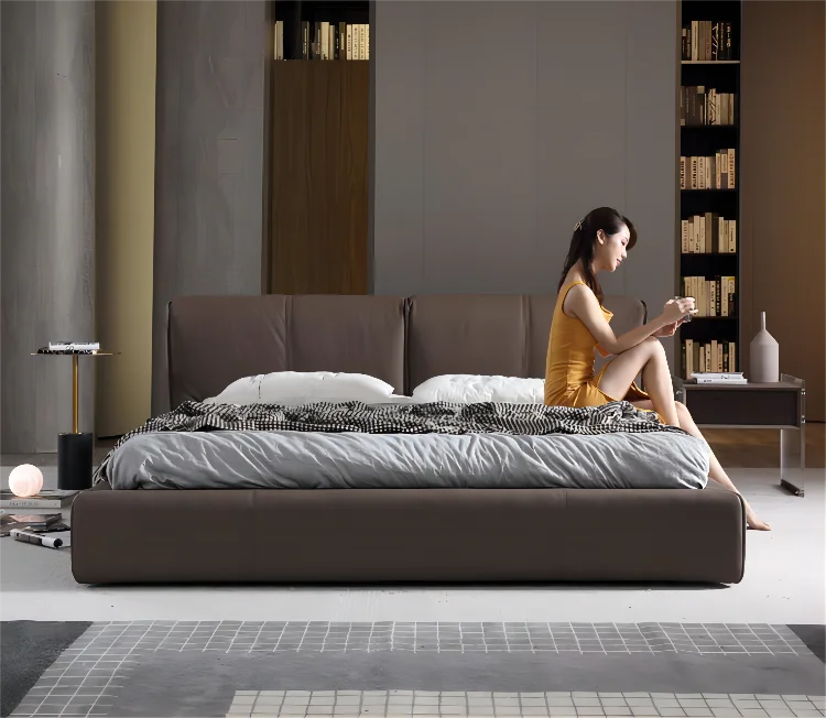 Home furniture customized Queen King size oak wood bed frame wide white kingsize princess castle bed