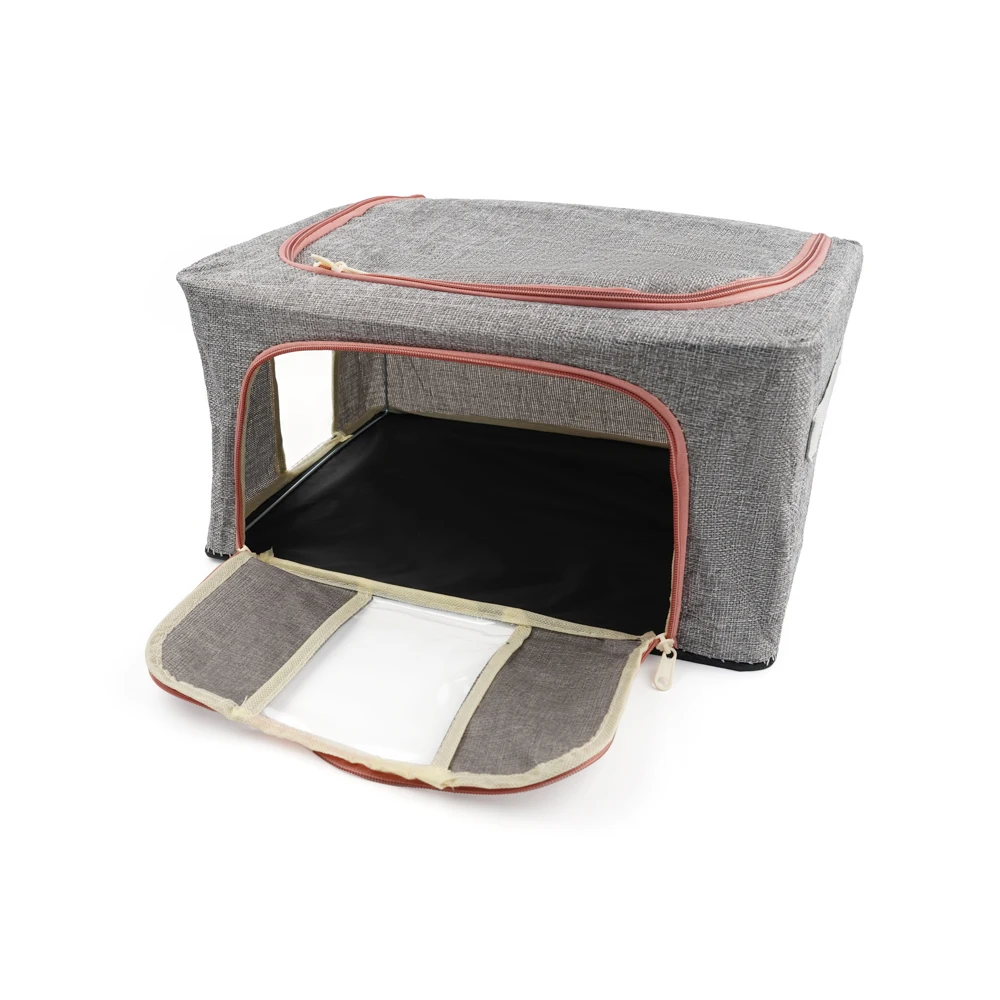 Moistureproof 2 Openings Blanket Clothes Storage Bins Box With Metal Frame