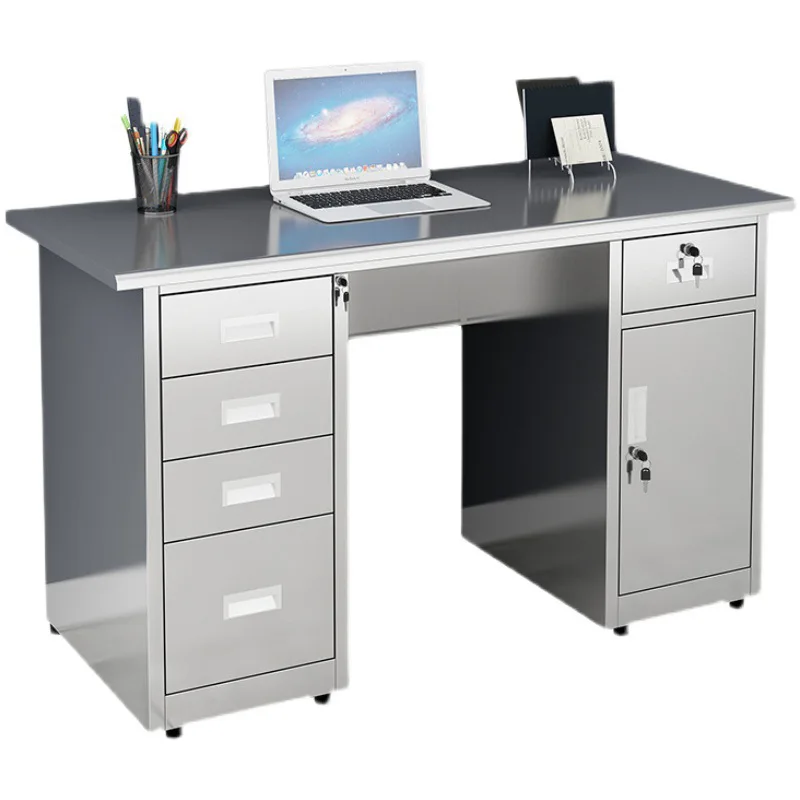 Thickened 304 Stainless Steel Desk Computer Desk Waterproof Office Study Desk With Drawers