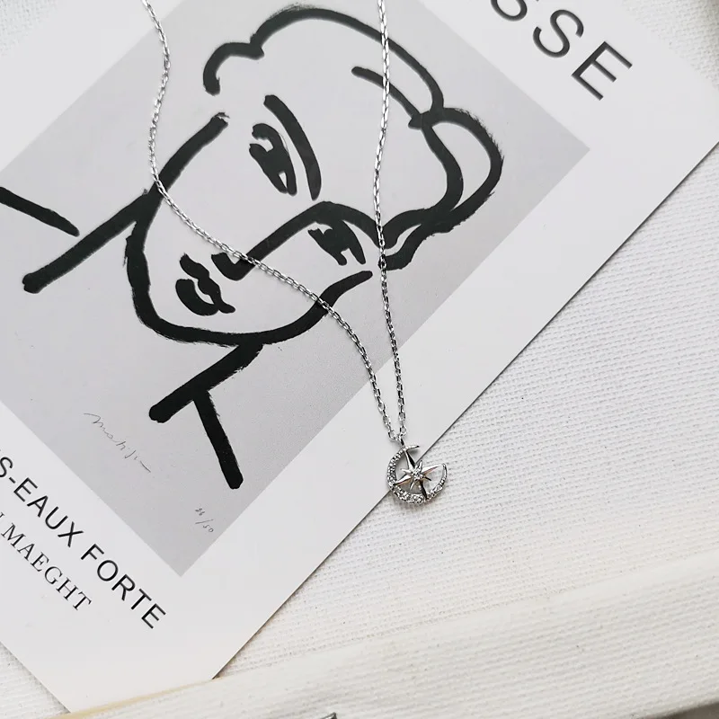 Customized gold plated star sun and moon infinity cz pendant necklaces 925 sterling silver collar de mujer joyeria-por-mayor