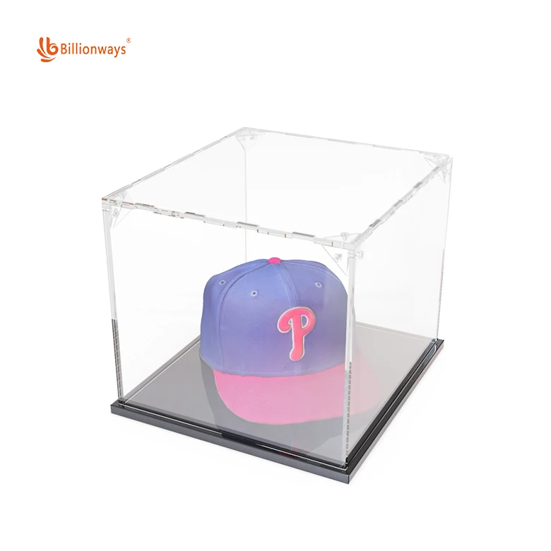High Transparency Acrylic Hat Display Case Clear Acrylic Baseball Cap Showcase Hat Display Box With Black Base