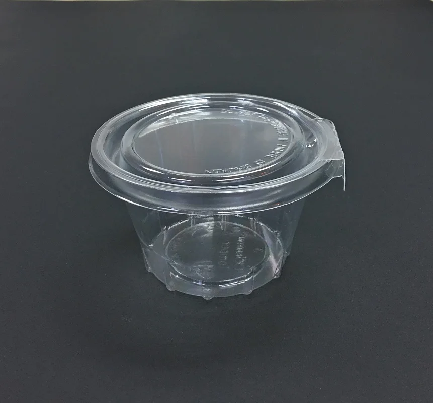 8oz Disposable Round Food Snack Bakery Salad Fruit Packaging Container Hinged Lids Food Container