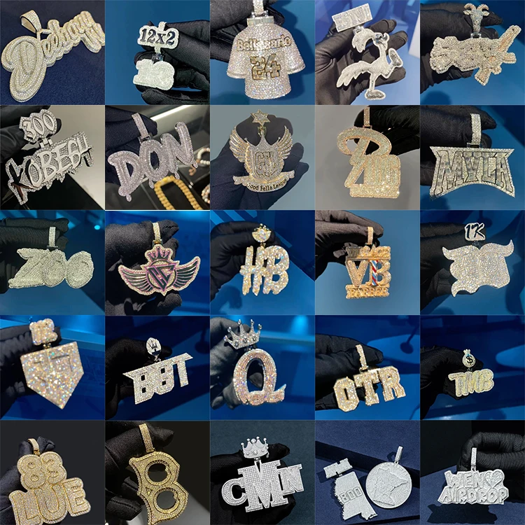 Премиум Роскошная заводская цена большой золотой кулон из муассанита в стиле хип-хоп подвеска серебра под заказ ювелирные изделия