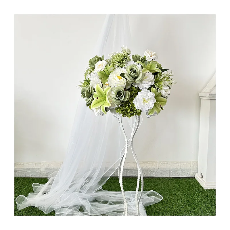 QYY Green flower plant New Design Silk Peony Flowers Orchid Balls Wedding Table Centerpieces Artificial Flower Ball Decor