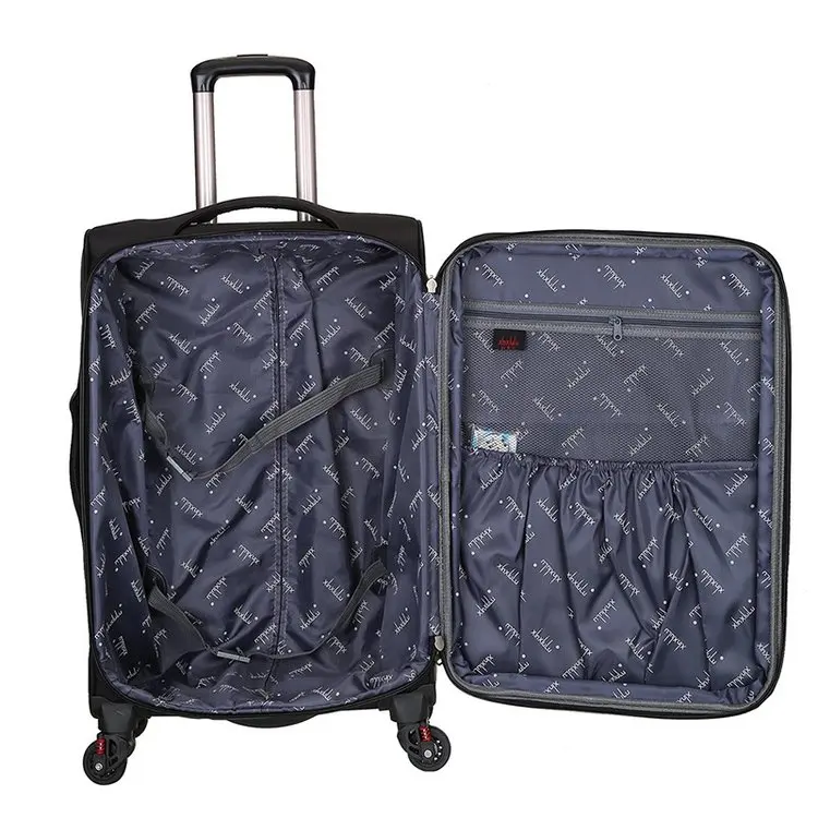 durable waterproof Oxford cloth 4 spinner 360 degree wheels luggage case soft nylon carry on cloth suitcase