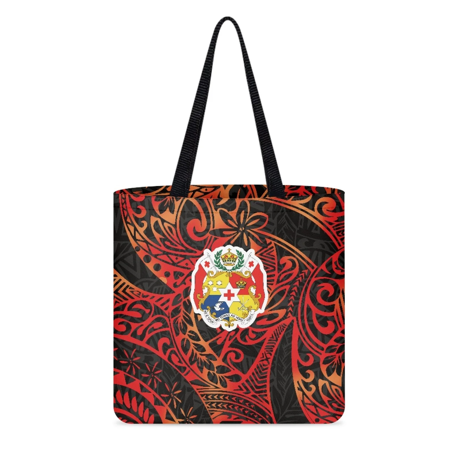 Samoa Tattoo Reusable Custom Shoulder Shopping Bag Hawaiian Polynesian Eco-friendly Lady Women Canvas Tote Bag