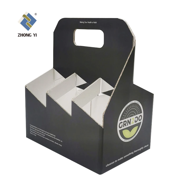 Custom logo kraft beer bottle carrier package cardboard 4 6 Pack Bottle Carrier wine box holder
