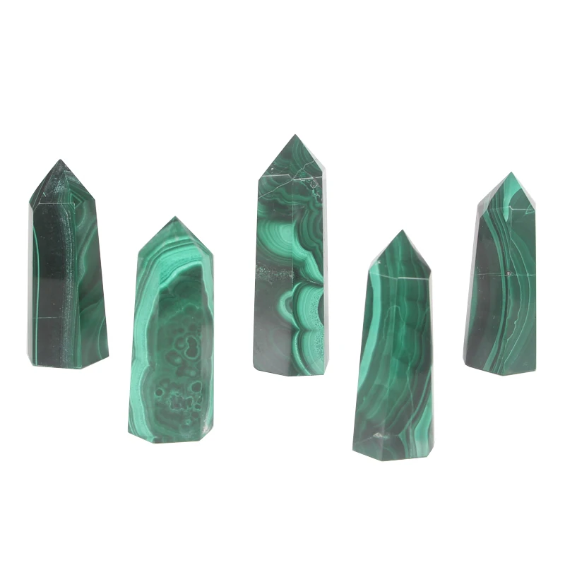
Natural polished hand carved green malachite points healing crystals stones tower for crystal decoration 