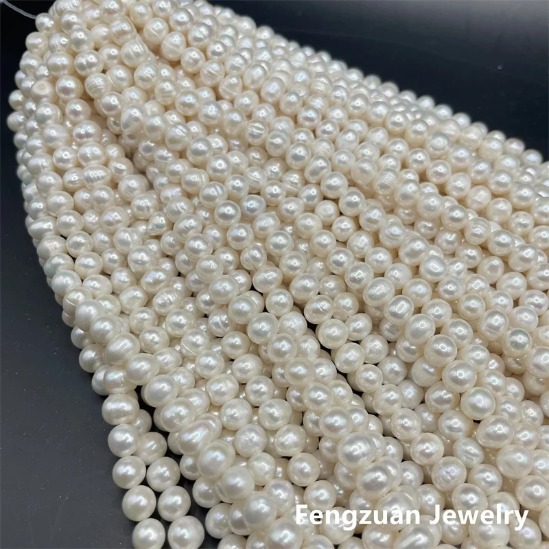 Round Shape White Color Pearl Strand A Grade Natural Freshwater Pearl String For Jewelry Making