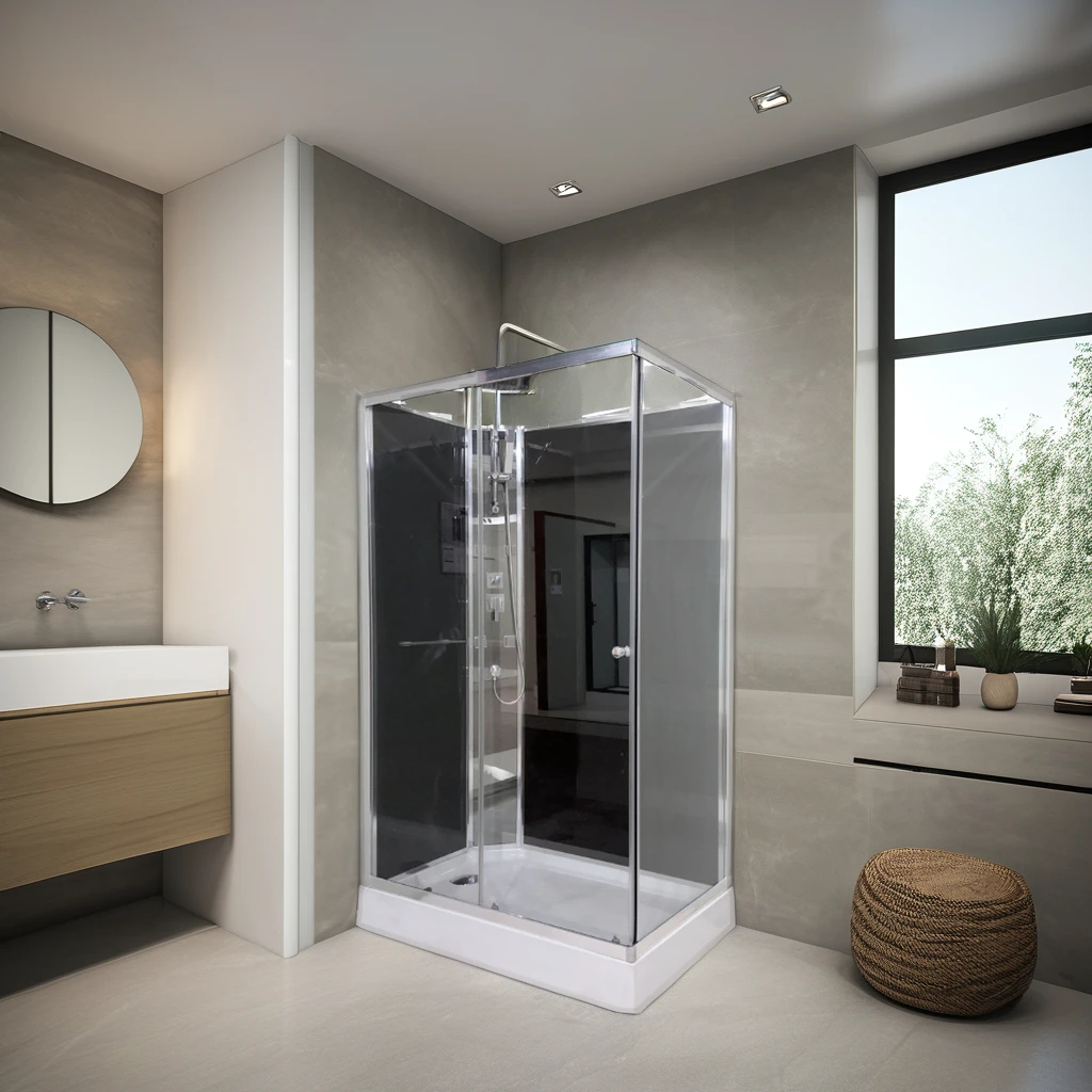 cheap  price 80x80 square  Chrome Aluminum Complete clear glass shower cabin quick install shower cabin