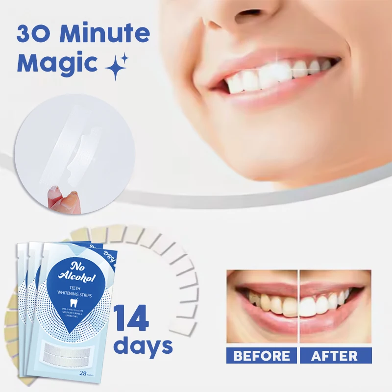 OEM ODM Bright Smile 14 Pouches Hp Good Whitening Alcohol Free Dry Teeth Whitening Strips