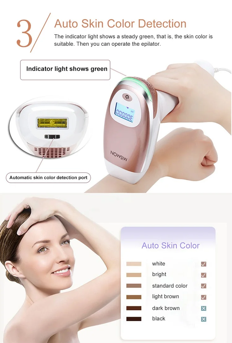 Mismon 510k Laser  Portable 3 kinds of lamp head Laser Machine Home Equipment Device Permanent Hair Removal Ipl Machine