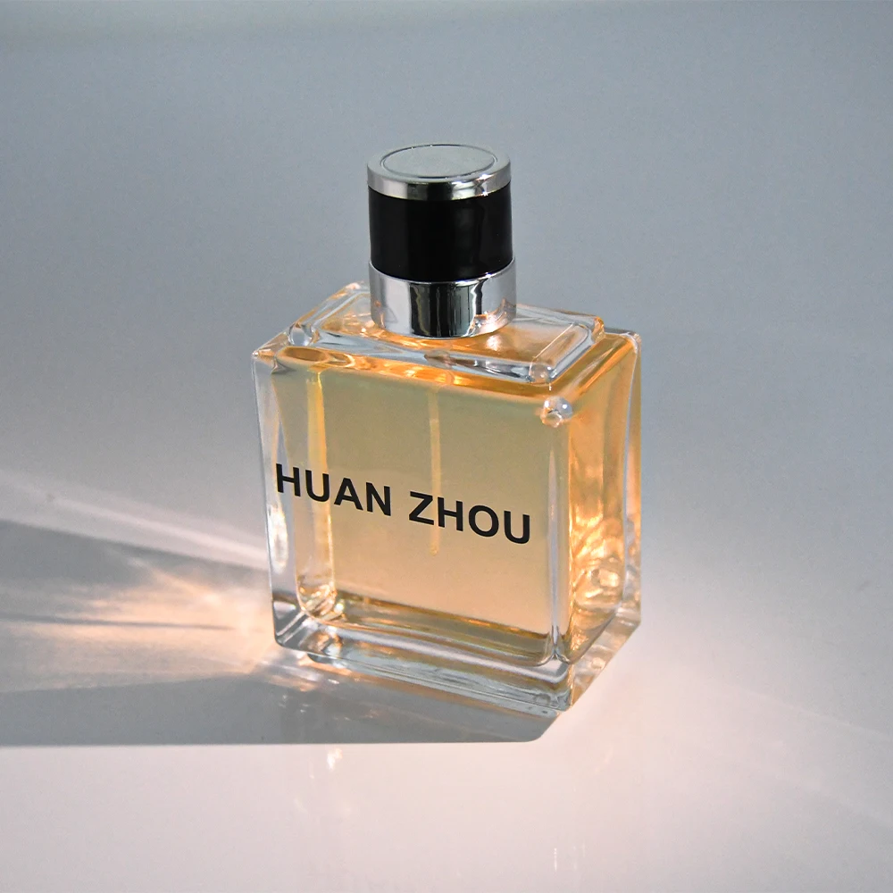 Factory stocks cheap price customized luxury thin square perfume bottles 100 ml with black cap